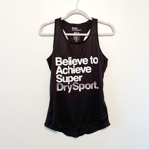Superdry Tank Black Women’s SD Sport Fitspiration Racerback Tank Top Sz M GUC